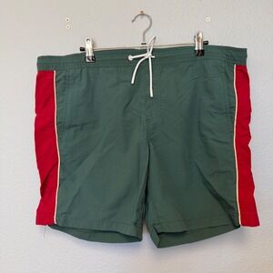 Empyre Swim Trunks Board Shorts Nylon Small Green Red Colorblock Retro Mens